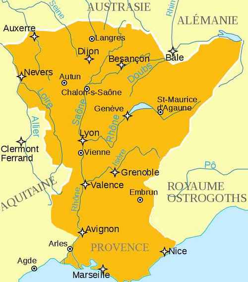 Carte du royaume burgonde