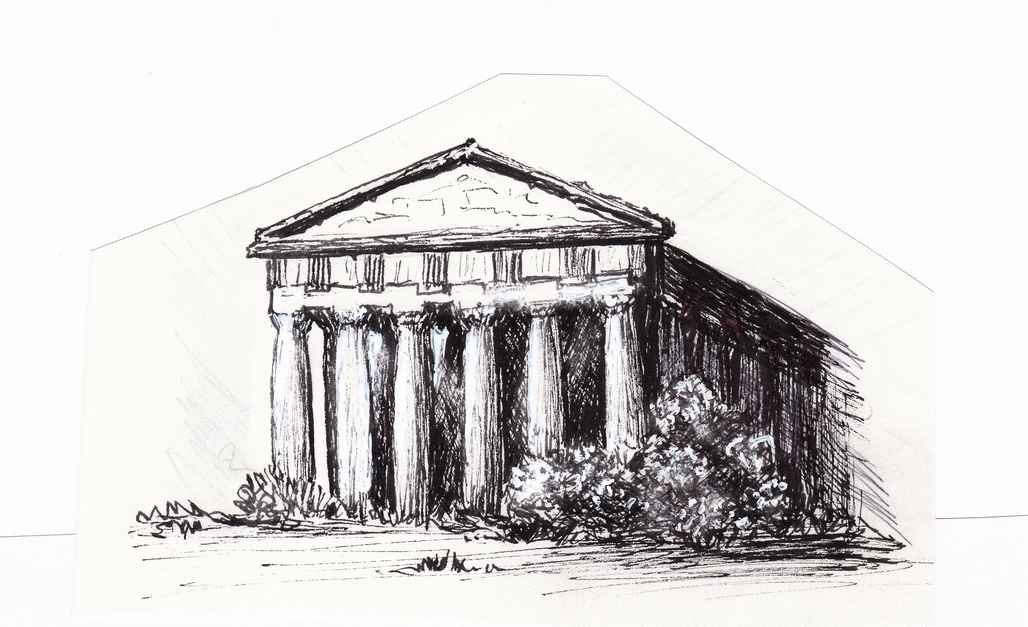Dessin de Janine Bouchut : le Temple de la Concorde
