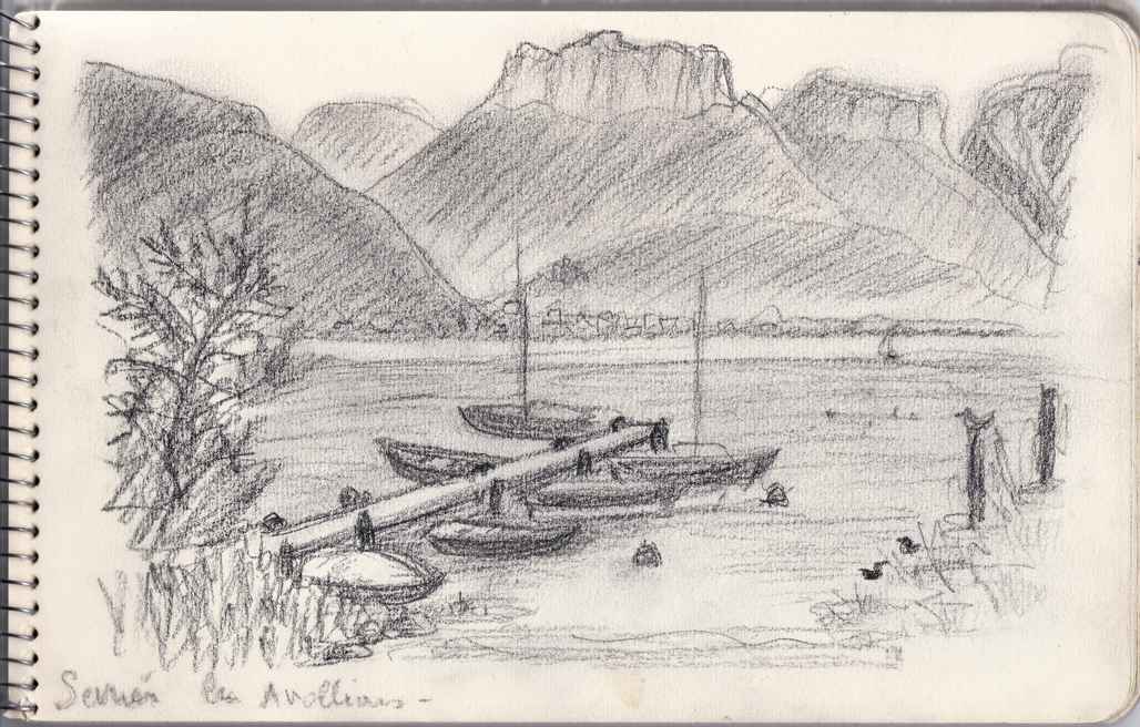 Dessin de Janine Bouchut : les Avollions à Sévrier