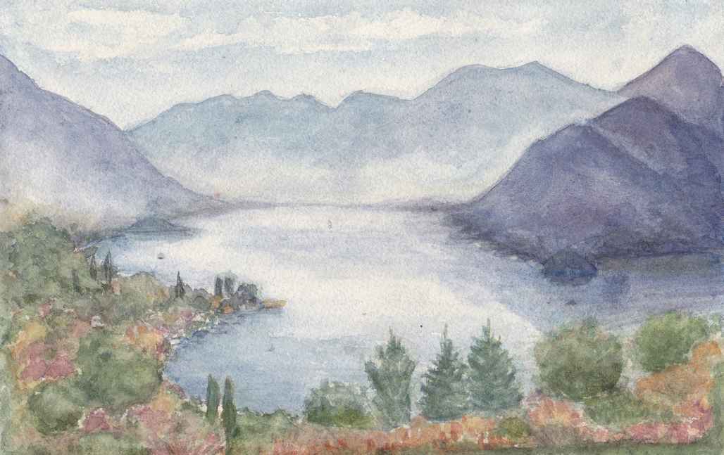 Aquarelle de Janine Bouchut : le petit lac