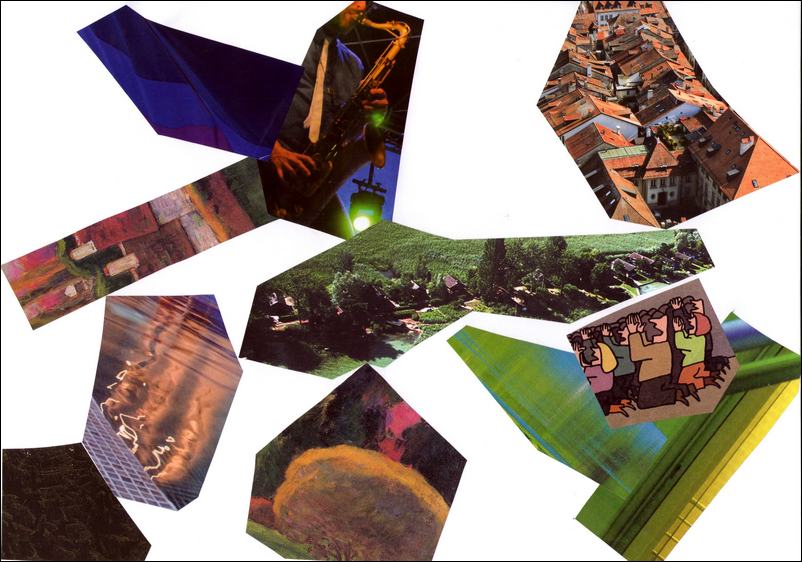 Saxo en vert, collage Jacques Bouchut